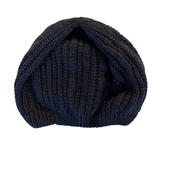 H&M Navy Blue Girls Knit Kids Beret with Bow Size 8 - Picture 2 of 5